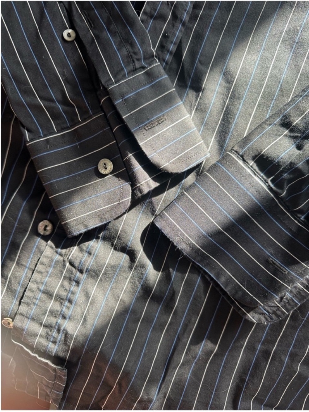 Dolce & Gabbana Black Blazer with Slim Blue Pinstripes - Picture 7 of 8
